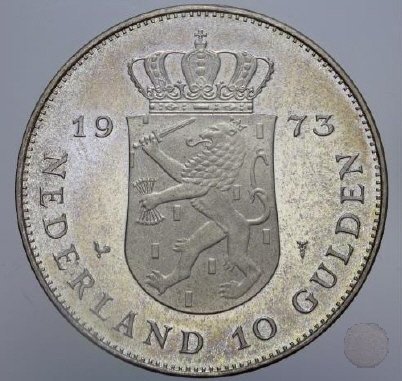 10 GULDEN 25 ANNIVERSARIO REGNO 1973 (Utrecht)