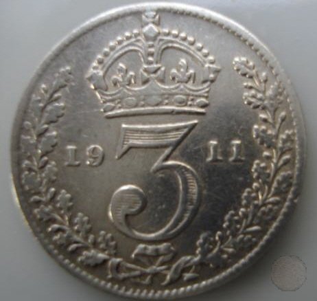 3 PENCE ARGENTO 1911 (Londra)