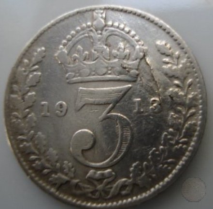 3 PENCE ARGENTO 1913 (Londra)