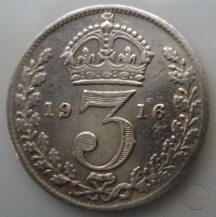 3 PENCE ARGENTO 1916 (Londra)