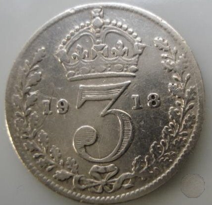 3 PENCE ARGENTO 1918 (Londra)