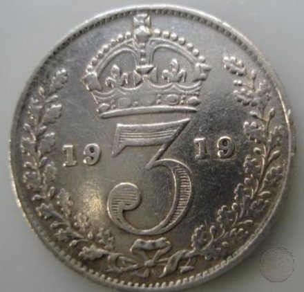 3 PENCE ARGENTO 1919 (Londra)