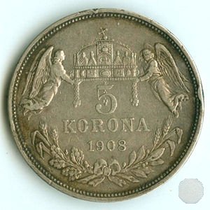 5 KORONA Argento I tipo 1908 (Kremnitz)