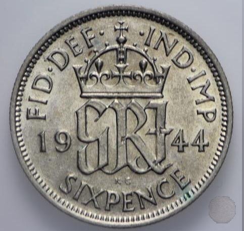 6 PENCE ARGENTO 1944 (Londra)