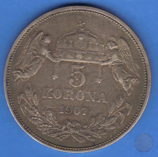 5 KORONA Argento I tipo 1907 (Kremnitz)