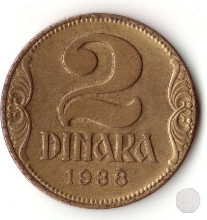 2 Dinara 1938 KM#20 1938 (Parigi)