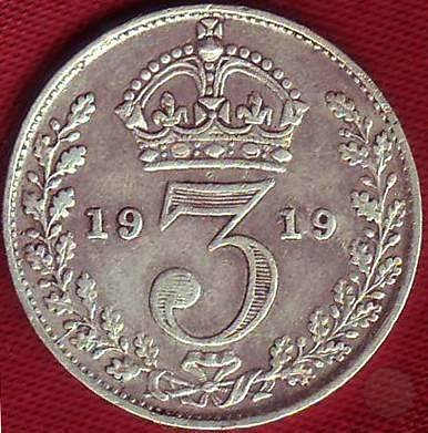 3 PENCE ARGENTO 1919 (Londra)