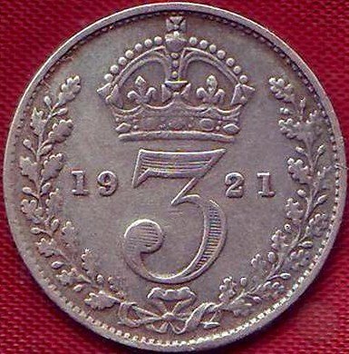 3 PENCE ARGENTO 1921 (Londra)