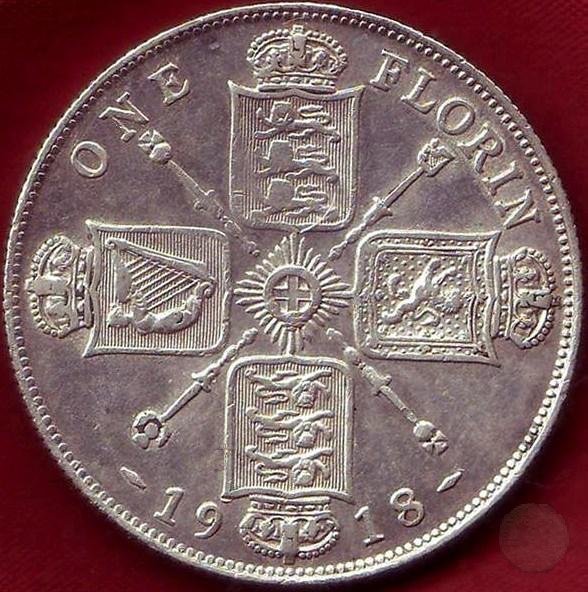 FLORIN (TWO SHILLING) ARGENTO 1918 (Londra)