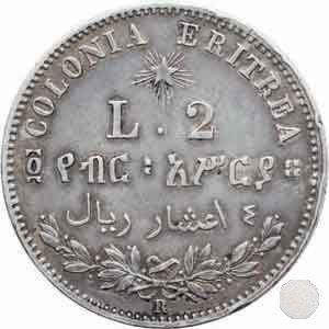 2 Lire (4/10 di Tallero) 1890 (Roma)